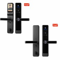 Cerradura Inteligente para Puerta con Cámara Tuya WIFI BLE para Puertas de Madera/Acero, Vidrio Templado, Capacidad para 100 Huellas Dactilares, Almacenamiento en Tarjeta de Memoria, Aplicación