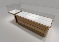 Maßgefertigte Luxus-Schmuckvitrine Umweltfreundlich Fabrikpreis Holz Lackiert Edelstahl Gehärtetes Glas LED-Beleuchtung