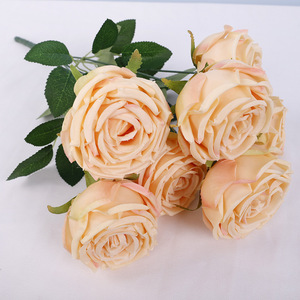 QIHAO 7-Headed Royal Rose <b>Artificial</b> Flowers 40cm Plastic Silk Wedding <b>Bouquet</b> Home Decoration - Product Image 2