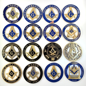 Emblema Metálico para Automóvil de los Masones, Dorado y Azul, <span class=keywords><strong>Príncipe</strong></span> Hall, Masones Libres y Aceptados, Emblema Masónico para Automóvil - Product Image 6