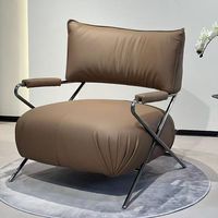 Fauteuil Lounge Individuel Bauhaus Mid-Century en Similicuir avec Structure en Acier Inoxydable, Confortable et Ergonomique pour Salon et Petits Appartements - Vente en Gros