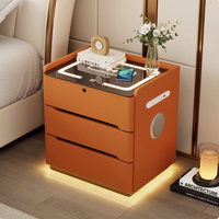 Moderner Klappbarer Smart-Nachttisch mit Sieben-Farben-LED-Lampe Kabellosem Ladesensor Bluetooth-Audio USB-Anschluss