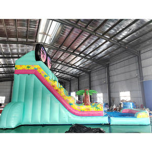 Toboggan aquatique gonflable géant en PVC de qualité commerciale avec palmiers et piscine amovible, parfait pour les vacances à la plage - Product Image 5