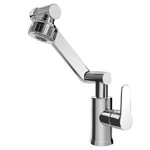 ก๊อกน้ำอ่างล้างหน้าแบบก้านเดียว วาล์วเซรามิก น้ำร้อน/น้ำเย็น สูง 25 นิ้ว ดีไซน์หมุนได้อเนกประสงค์สำหรับอ่างล้างหน้าในห้องน้ำ - Product Image 1