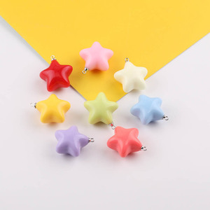 Cuentas acrílicas en forma de estrella 3D de colores dulces para la fabricación de joyas y accesorios DIY - Product Image 1