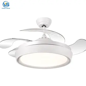 2047B Modern 42 inç geri çekilebilir 4 bıçak tavan vantilatörü ile LED ışık ve uzaktan kumanda gömme montaj oturma odası 110V 220V 36 inç