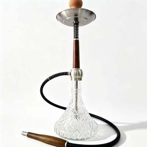 Cachimba de cristal con mango de madera, set de shisha árabe con vástago de aleación de aluminio para bar, salón y viajes - Product Image 1