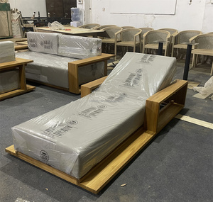 Muebles de diseño moderno para exteriores, sofá de jardín, asientos de baja listón y tablones anchos de madera maciza, diván de salón, 2021 - Product Image 3