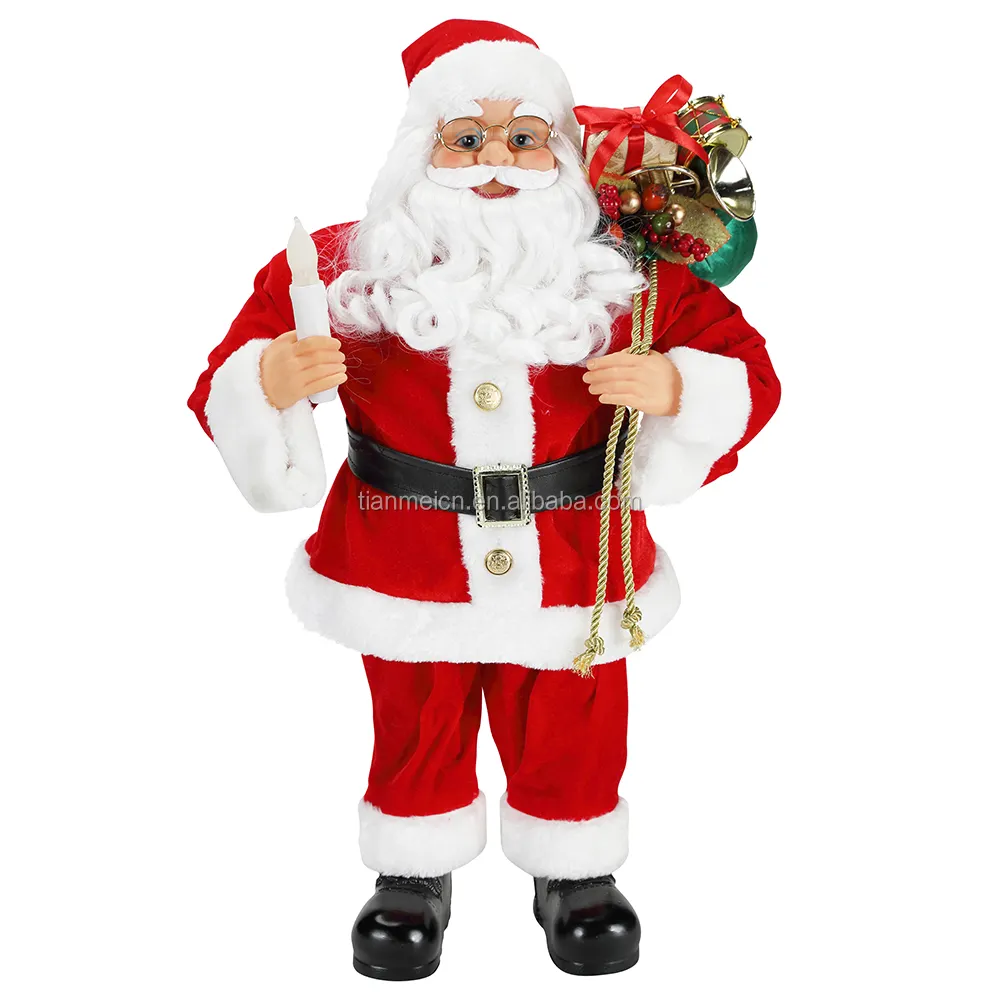 Santa Santa 60cm Custom Christmas Plush Santa Claus Electric Navidad Ornament Decoration Figurine Fabric Holiday Festival Xmas Holiday