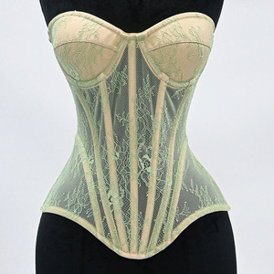 Corset Sexy en Dentelle Overbust à Baleines en Acier, Corset Floral en Dentelle à Col en V, Bustier Transparent Sexy pour Fête, Tops Couleur Pure pour <span class=keywords><strong>Femme</strong></span> - Product Image 6