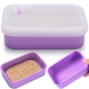 Portasapone Viola Ecologico in Silicone a Doppio Strato con Ventosa, Moderno Supporto da Cucina, Grado Alimentare, Portatile per Bagno, Hotel, Scuola - Product Image 2