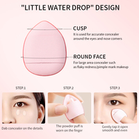 Personnalisé nouveau design 3pcs Mini Poudre Puff Coeur du bout des doigts Visage Coussin D'air Puff Sec et Humide Sans Latex Maquillage Mousse Éponge Puff