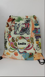Mochila con Cordón de Lona con Logotipo Personalizado, Patrón Geométrico, Grande (>50cm), Uso Promocional, Personalizada, Reutilizable, para Viajes Diarios - Product Image 2