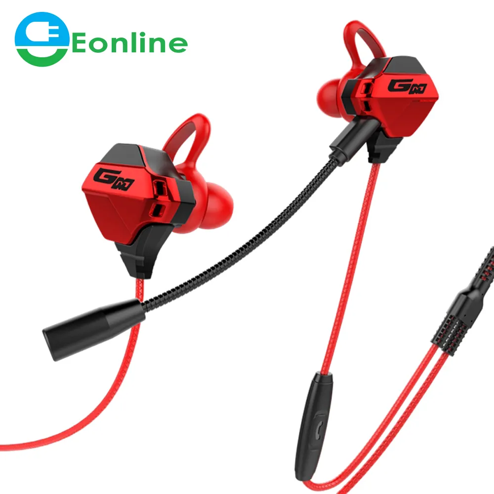 Eonline auriculares juego G10 3,5mm juego de deportes auriculares interferir con sonido en un reproducible micrófono auriculares