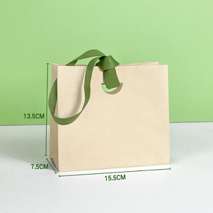 Hot Selling Greaseproof Brown Kraft Wedding Candy Packaging Handbag Die-Cut Handles Ribbon Luxurious Eco-Friendly Craft Bag - Product Image 5