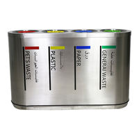 Poubelle de tri extérieure en acier inoxydable pour aéroport, centre commercial, poubelle de séparation des déchets en métal, bac de recyclage public commercial