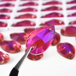 OLeeya Wholesale Premium 5A Bevel Glass <b>Drop</b> Shape Big Sewing Crystals FlatBack Teardrop Sew on Rhinestones for Dance Dresses - Product Image 3