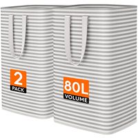 Lot de 2 paniers à linge pliables de 80 L, grands, autoportants et imperméables