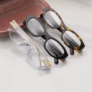 Lunettes de vue en acrylique style Miu MU03WVF, monture sans maquillage, nouvelle forme ovale, petite, noire, légère, avec logo doré, pour myopie, usage quotidien - Product Image 3