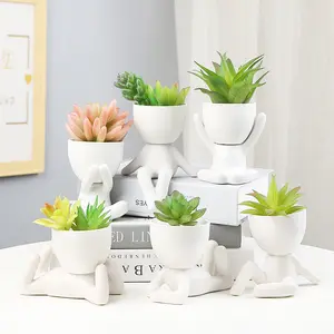 Criativo Humanoid Vaso De Cerâmica Vaso De Flores Carnudas Vaso Decoração De Casa Modelo Galvanizado OEM ODM Personalizado 50 Pcs