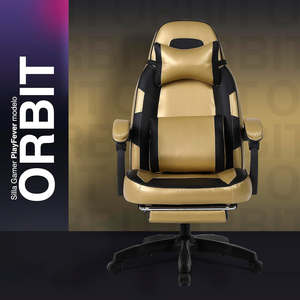 <span class=keywords><strong>Chaise</strong></span> de jeu ergonomique inclinable et réglable en cuir doré rembourrée, avec repose-pieds, élégante, fonctionnelle et de qualité supérieure, la <span class=keywords><strong>meilleure</strong></span> à petit prix - Product Image 5