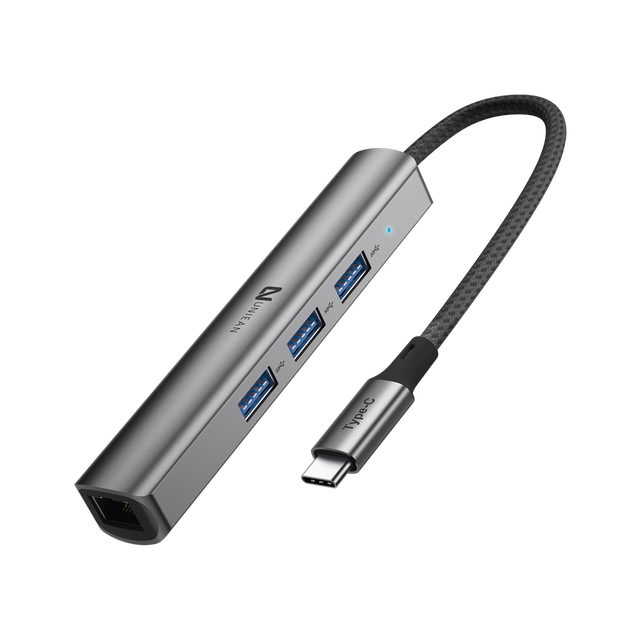 4 Port USB 3.0 a Female 5 Gbps Data Transfer RJ45 Gigabit Ethernet 1000M USB C HUB Type C Docking Station Hub With LED Indicator