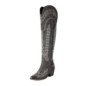 WETKISS Pas Cher Vente en Gros <span class=keywords><strong>Grande</strong></span> <span class=keywords><strong>Taille</strong></span> 12 Talon Chunky Bottes Western Femmes Chaussures <span class=keywords><strong>Mollet</strong></span> Large Au-dessus du Genou Bottes Rétro Rouge Cowgirl Bottes - Product Image 3
