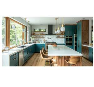 Gabinetes de cocina modulares de madera maciza de lujo modernos italianos con diseño impermeable hecho en China - Product Image 2