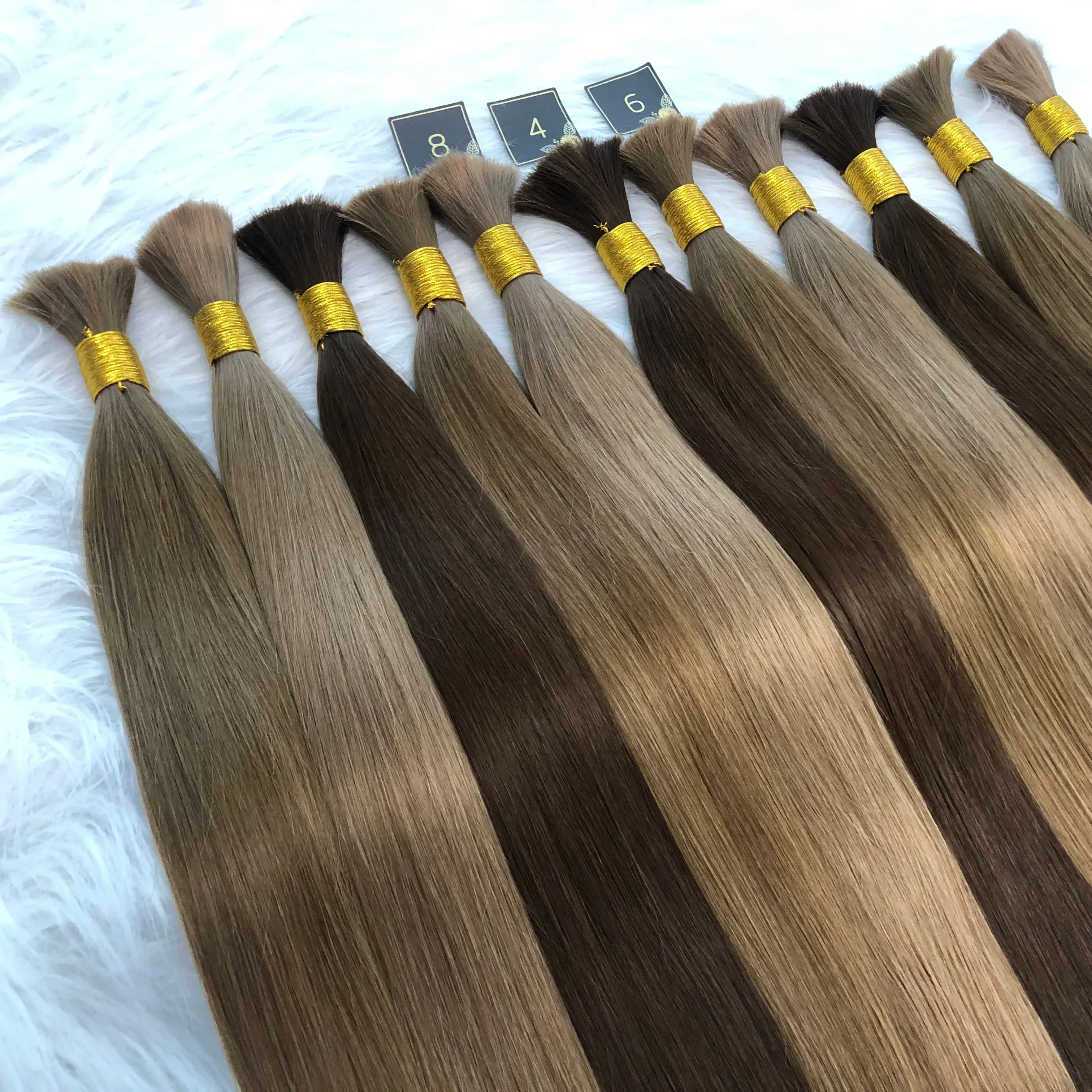 Atacado Russo Europeu Silky Straight Wave Hair Extensions Remy Cabelo Virgem sem trama Máquina Double Weft Compra a granel