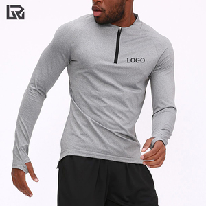 Tùy Chỉnh Tập Luyện Hoạt Động Thể Thao Dài Tay Áo Mỏng Phù Hợp Với 1/4 Quý Zip Chạy Bộ Theo Dõi Người Đàn Ông Hàng Đầu Nén Áo Sơ Mi Phòng Tập Thể Dục T-Shirt - Product Image 2