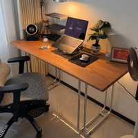 Table de bureau vintage industrielle en bois massif avec pieds en acier inoxydable, idéale pour la maison, le bureau ou comme table d'étudiant – Grande taille – Offre spéciale