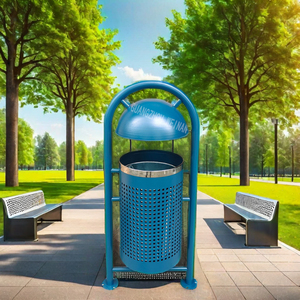 Ngoài trời thép Thùng rác rác có thể vườn rác bụi bin <span class=keywords><strong>container</strong></span> đứng sắt cho công viên đường phố chất thải thùng sản xuất nổi tiếng - Product Image 2