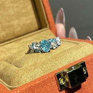 Anillo de Plata de Ley S925 con Hortensia Azul Hada y Paraiba, Chapado en Oro Rosa de 18K, Anillo de Diamantes de Lujo Medieval Exquisito - Product Image 5