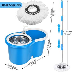 360 Spin <b>Magic</b> Mop With Cleaning Mop and Stainless Twisted Pole Mop - Product Image 2