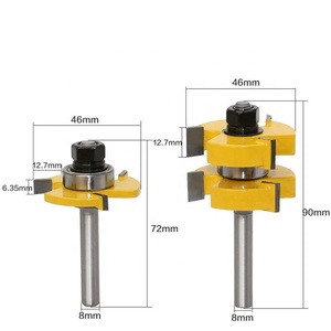 <span class=keywords><strong>Fraise</strong></span> à rainurer en T pour le travail du bois, 8 mm, tige de 1/4 po, jeu de fraises à rainurer et à rainurer et à rainurer (tongue and groove) - Product Image 3