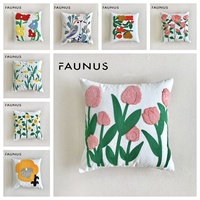 Bantal Bunga Persegi Kustom Bordir Sarung Bantal Penutup Sofa Bantal Sandaran Tempat Tidur Handuk Kanvas Ruang Tamu Rumah