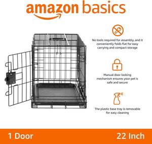 Pour <span class=keywords><strong>Amazon</strong></span> Basics petit <span class=keywords><strong>chien</strong></span> <span class=keywords><strong>porte</strong></span> unique caisse pour animaux de compagnie plateau Durable pliable fil de métal Portable robuste diviseur de voyage taille parfaite - Product Image 5