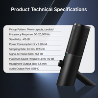 Nuovo Modello Yarmee Microfono a Condensatore USB-C 24bit 192kHz Cardioide con Supporto RGB per Registrazione Vocale