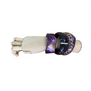 Best Quality Women's Adjustable Round Acetate Acid Resin <b>Bracelet</b> Different Color Wholesale Fashionable Acrylic Bangle for Woman - Product Image 3