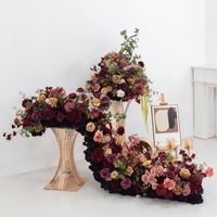 Set Rangkaian Bunga Sutra Buatan Warna Burgundy Dusty Pink Gaya Klasik Berkualitas Tinggi Dekorasi Tengah Meja Pernikahan