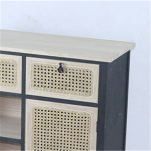 Lemari Kayu Rotan Hitam Modern Ruang Tamu dengan <span class=keywords><strong>2</strong></span> Laci Aksen Dada - Product Image 6