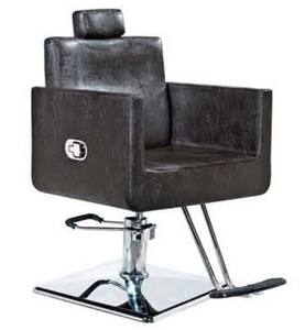 Chaise de salon de beauté en cuir synthétique noir avec base chromée Appui-tête inclinable durable pour la coupe de cheveux Tatouage des sourcils - Product Image 4