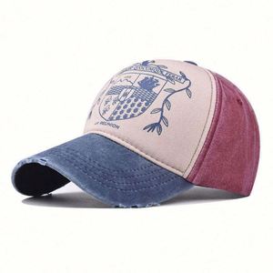 Casquette de baseball unisexe en denim délavé bicolore, style urbain, avec impression en relief et boucle métallique, vente en gros par fournisseur chinois - Product Image 1
