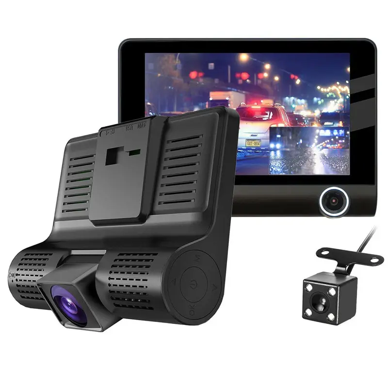 T319 Dash Cam Высокое качество 4,0 дюймов Автомобильный DVR рекордер 1080P Тройная камера с двумя объективами Автомобильный черный ящик