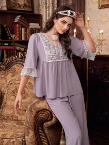 Vestido de Noite Vintage Estampado Solto e Modesto para Mulheres - Roupa de Casa - Product Image 4