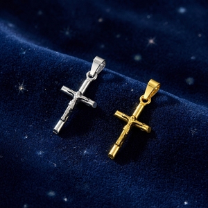 14K Vergoldete 316 Edelstahl PVD Kleine Kreuz-<span class=keywords><strong>Jesus</strong></span>-Halskette für Männer & Kinder mit Kastenkette Christliche Jubiläums-Geschenke - Product Image 1