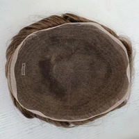 Vente en gros cheveux humains indiens postiche homme en dentelle allemande de couleur marron clair