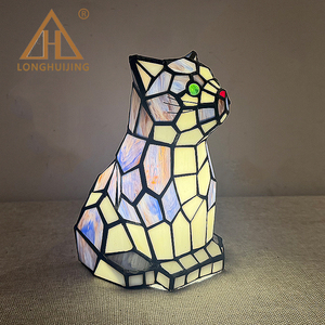 Lámpara de Vidrio Estilo Tiffany LongHuiJing con Figura de Gato Hecha a Mano, Lámpara de Noche para Mesa de Noche, Decoración para el Hogar, Regalo para Amantes de Mascotas - Product Image 6
