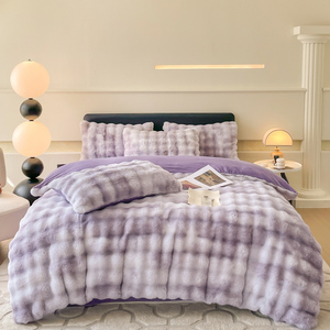 Juego de Sábanas de Lujo de 4 Piezas con Diseño de Burbujas Grandes, Imitación Piel de Conejo, Funda de Edredón, Cubrecama Grueso, Sábana Plana, Juego de Ropa de <span class=keywords><strong>Cama</strong></span> para Invierno - Product Image 6