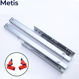 モダンな45mm鉄製プレミアムソフトクローズアンダーマウントシンクロニック亜鉛仕上げ引き出しスライド - キッチン、寝室、ホテル家具用 - Product Image 1